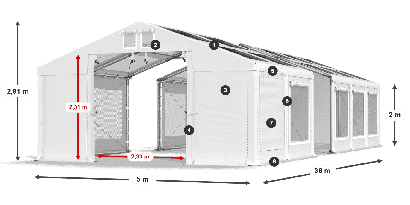 Streha: MS T 580 PVC Stene: SDM 500 PVC 2 m legenda