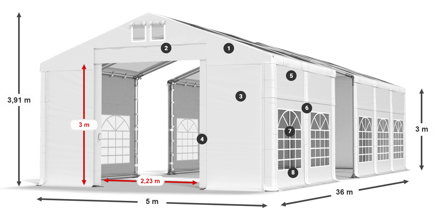 Streha: MS T 580 PVC Stene: FR 620 PVC 3 m legenda