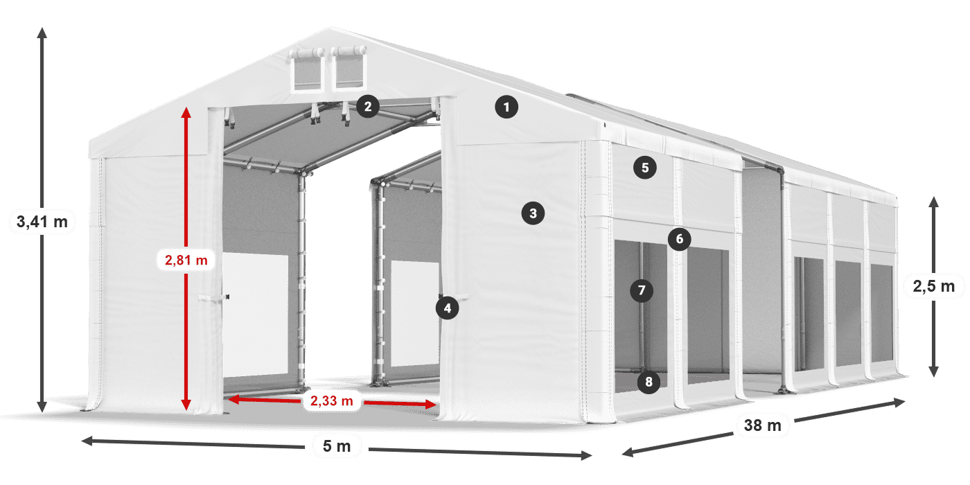 Streha: FR 620 PVC Stene: MS 580 PVC 2,5 m legenda