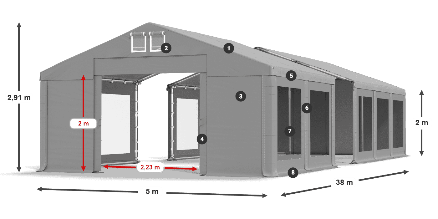 Streha: MS 580 PVC Stene: MS 580 PVC 2 m legenda
