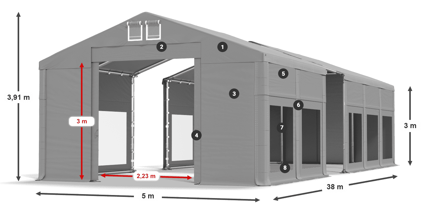 Streha: FR 620 PVC Stene: MS 580 PVC 3 m legenda