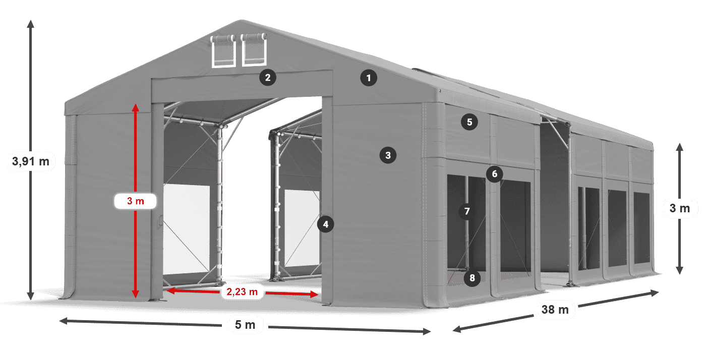 Streha: MS 580 PVC Stene: MS 580 PVC 3 m legenda