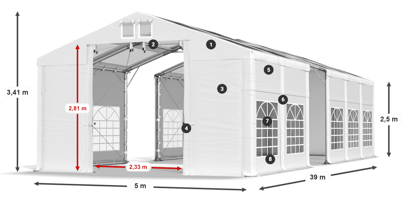 Streha: MS 580 PVC Stene: SD 500 PVC 2,5 m legenda