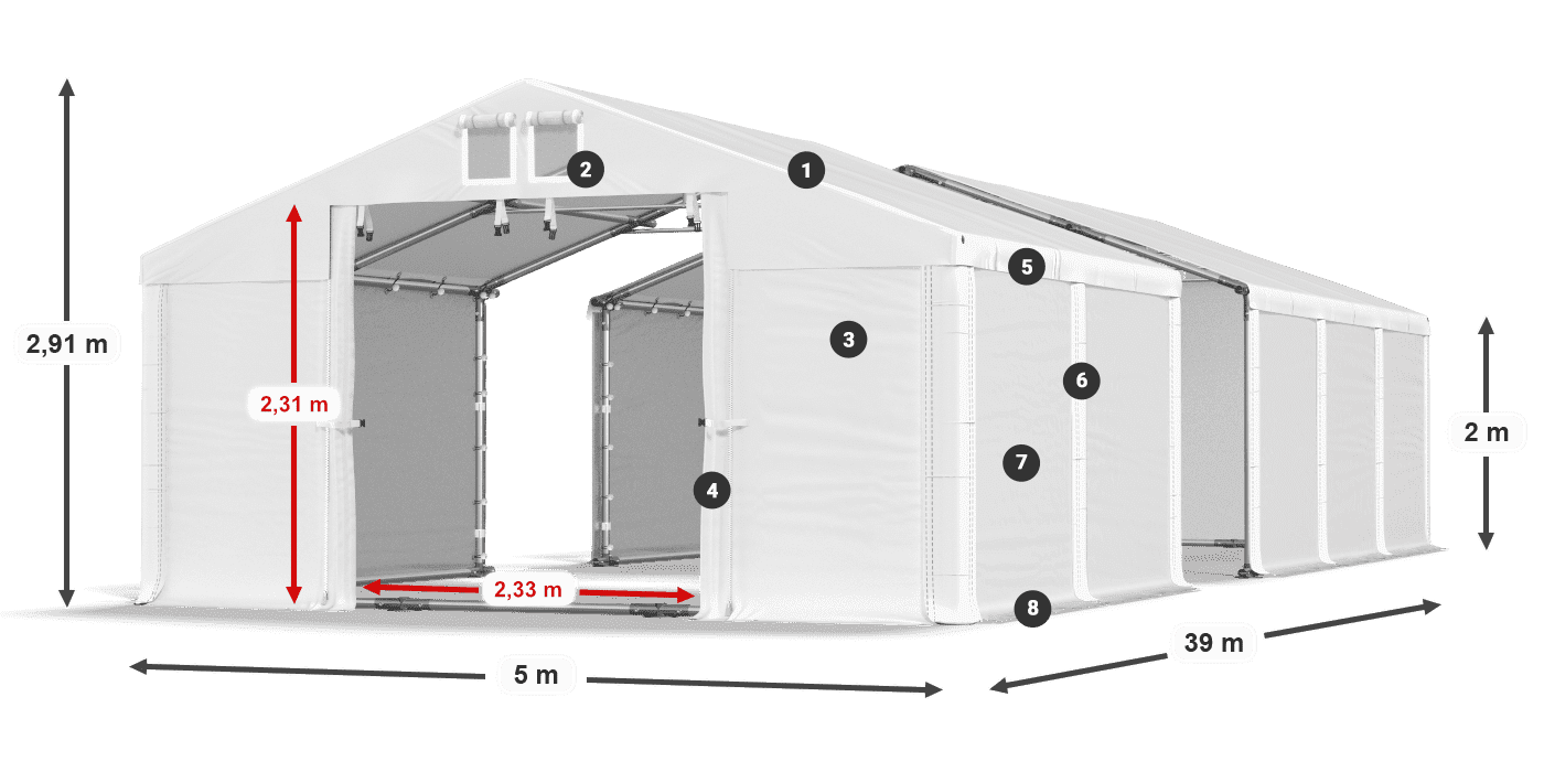 Streha: FR 620 PVC Stene: SD 500 PVC 2 m legenda