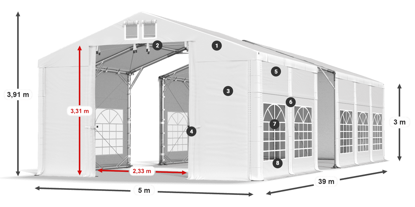 Streha: MS 580 PVC Stene: FR 620 PVC 3 m legenda