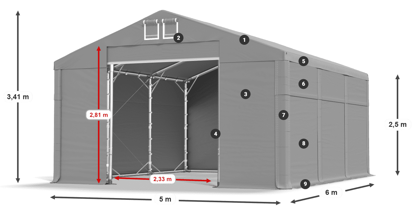 Streha: SD 560 PVC Stene: FR 620 PVC Legenda 2,5 m