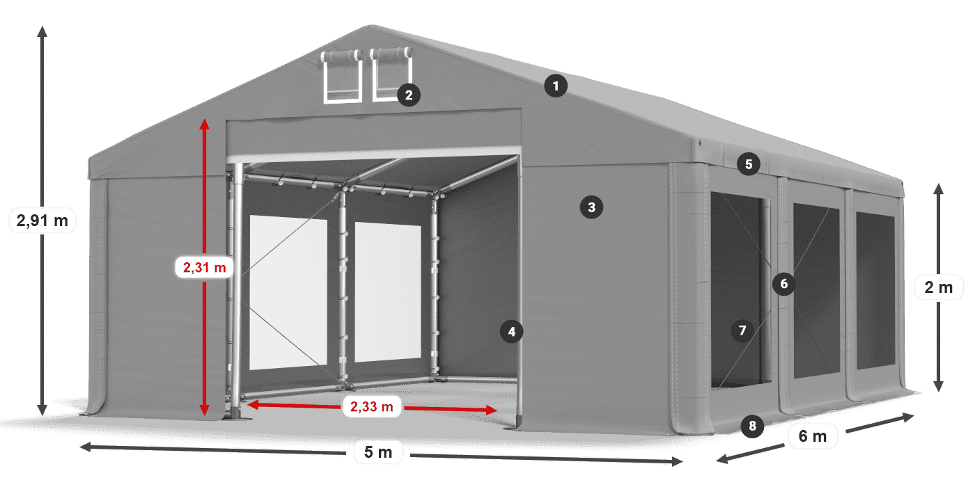 Streha: FR 620 PVC Stene: MS 580 PVC 2 m legenda