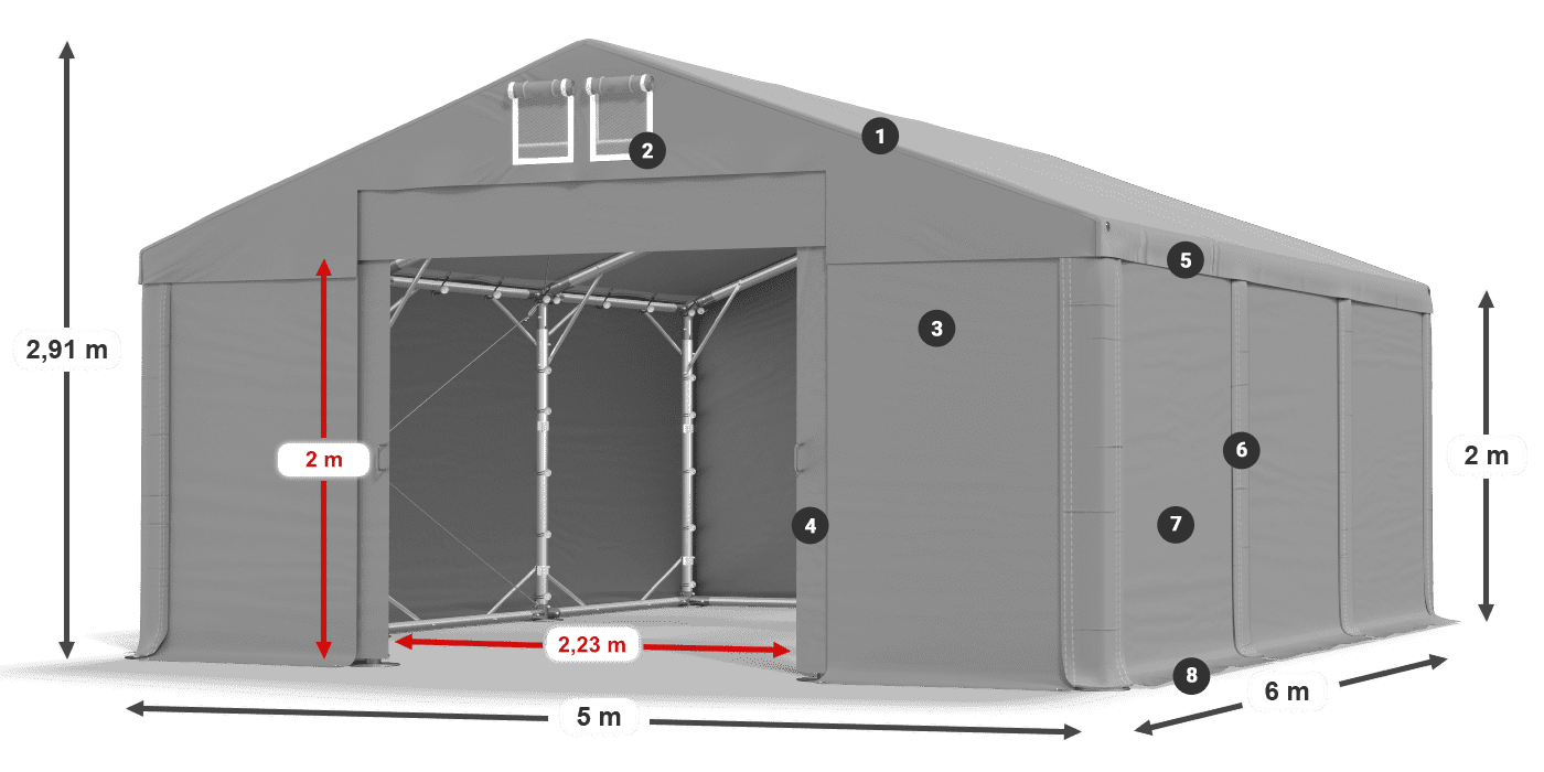 Streha: FR 620 PVC Stene: SD 500 PVC 2 m legenda