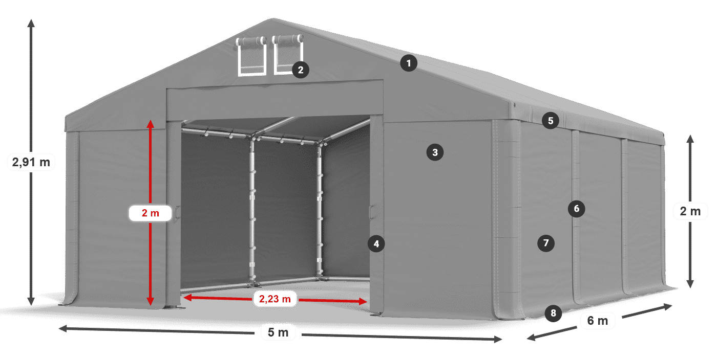Streha: FR 620 PVC Stene: SD 500 PVC 2 m legenda