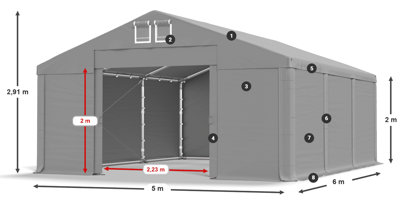 Streha: FR 620 PVC Stene: SD 500 PVC 2 m legenda