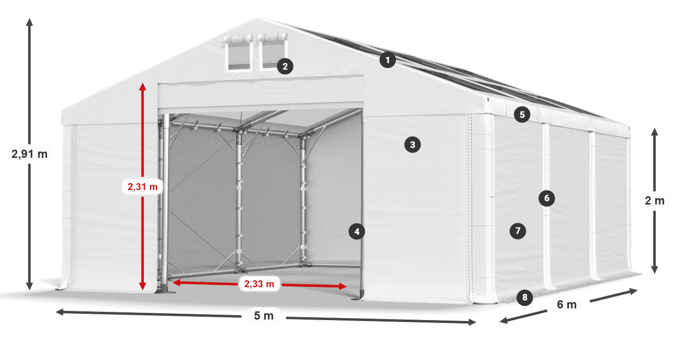 Streha: MS T 580 PVC Stene: FR 620 PVC 2 m legenda