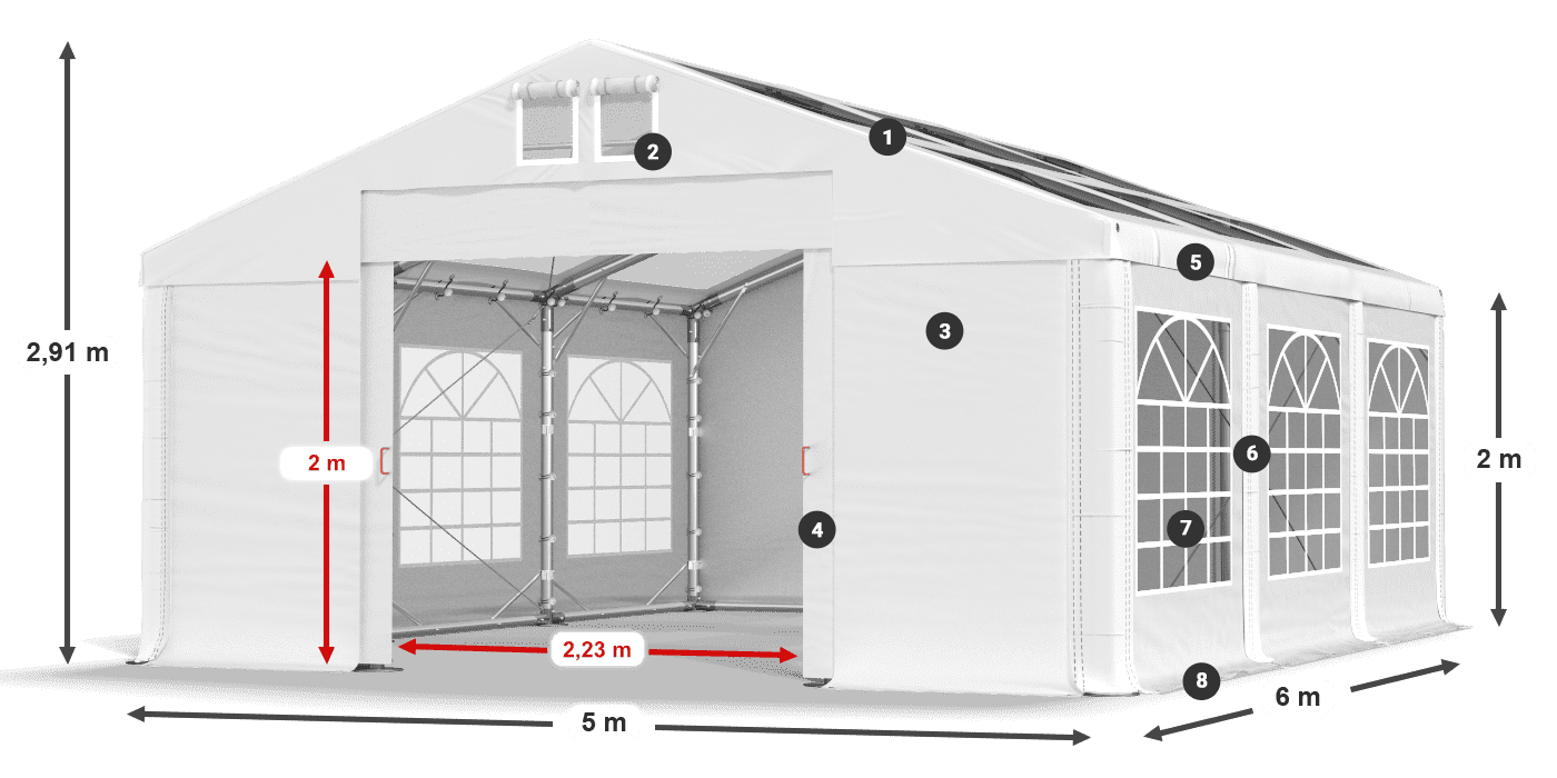 Streha: MS T 580 PVC Stene: FR 620 PVC 2 m legenda