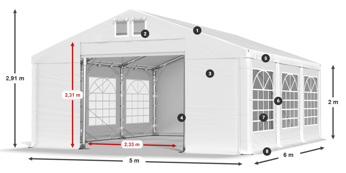 Streha: MS 580 PVC Stene: FR 620 PVC 2 m legenda