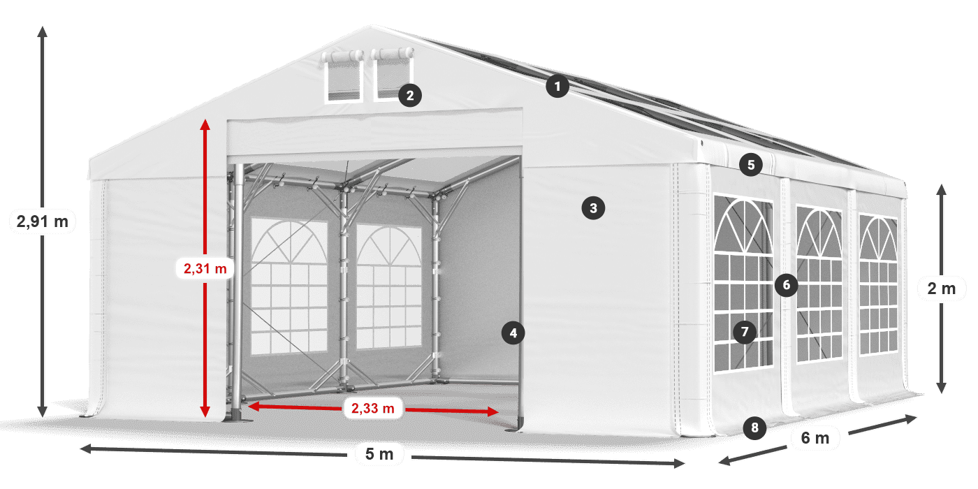 Streha: MS T 580 PVC Stene: FR 620 PVC 2 m legenda