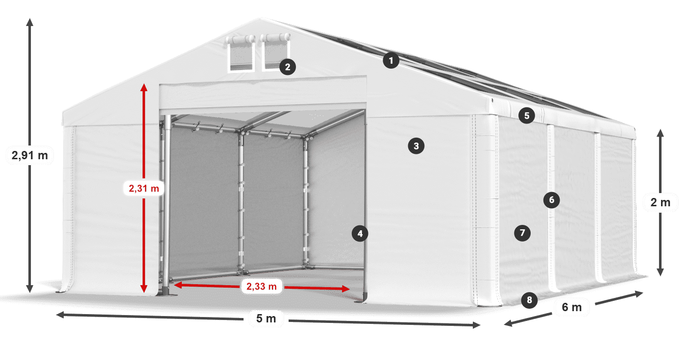 Streha: MS T 580 PVC Stene: FR 620 PVC 2 m legenda
