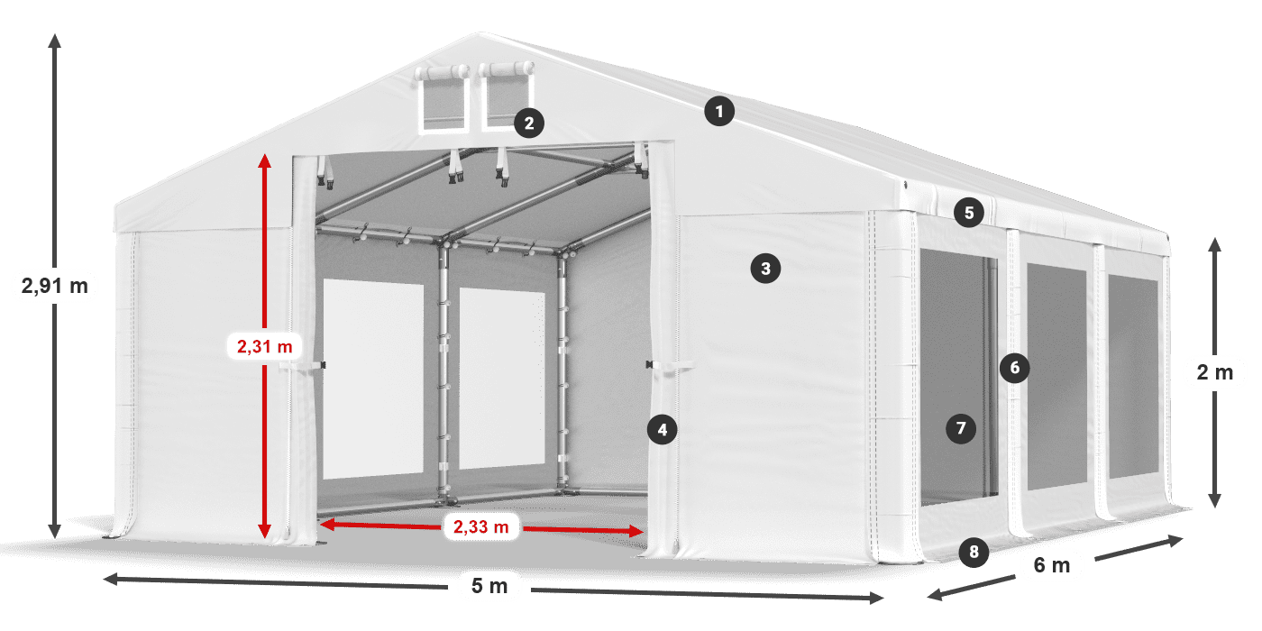 Streha: MS 580 PVC Stene: MS 580 PVC 2 m legenda