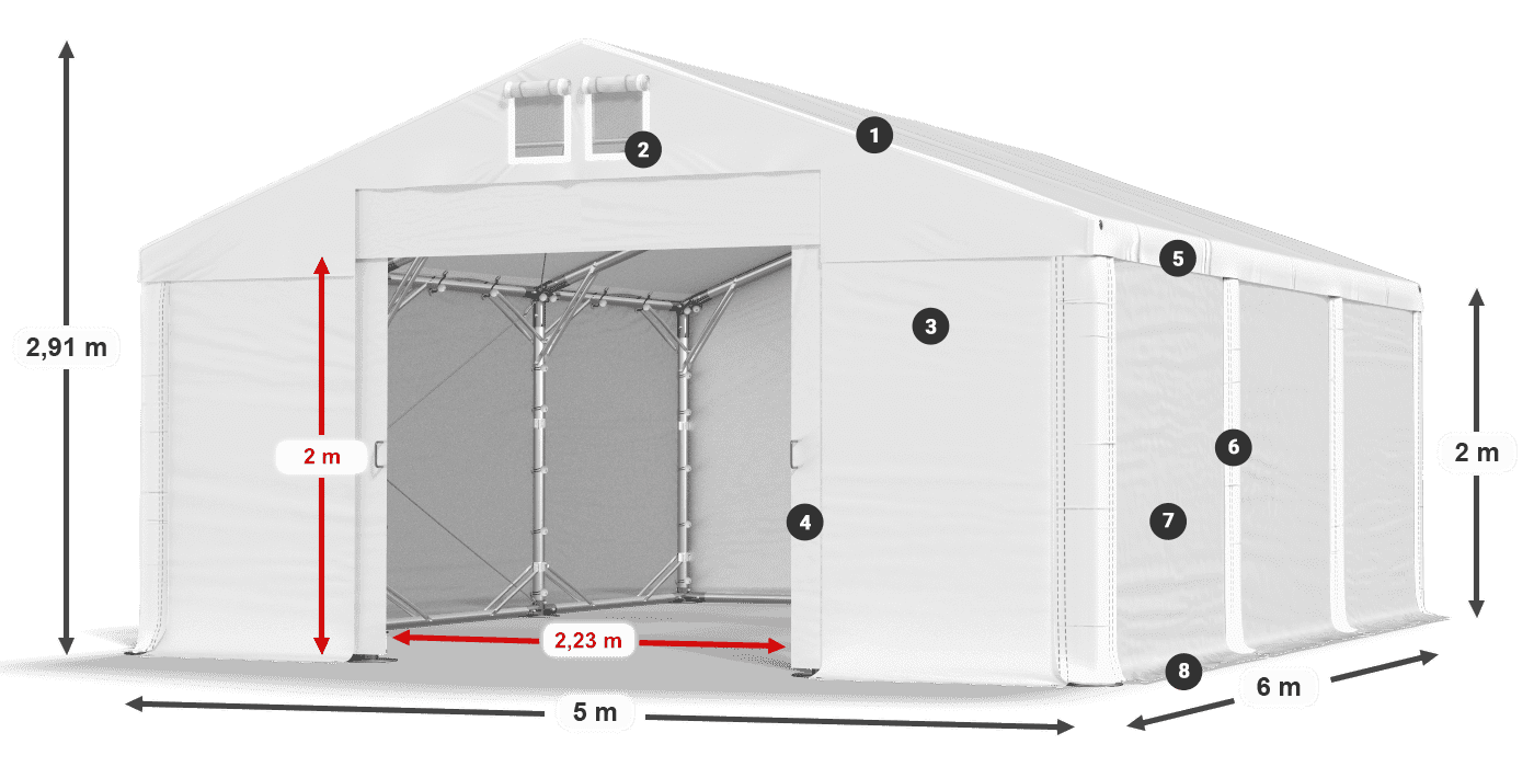 Streha: MS 580 PVC Stene: SD 500 PVC 2 m legenda