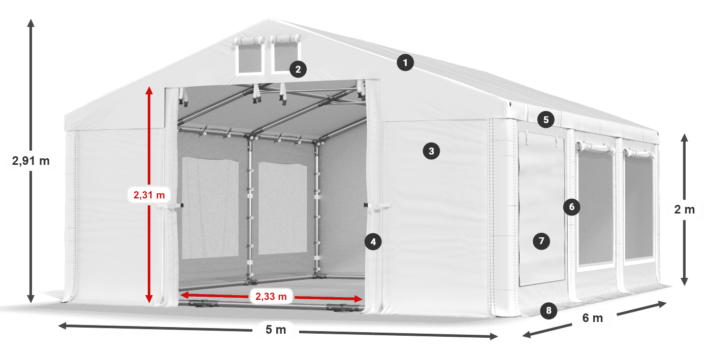Streha: MS 580 PVC Stene: SD M 500 PVC 2 m legenda