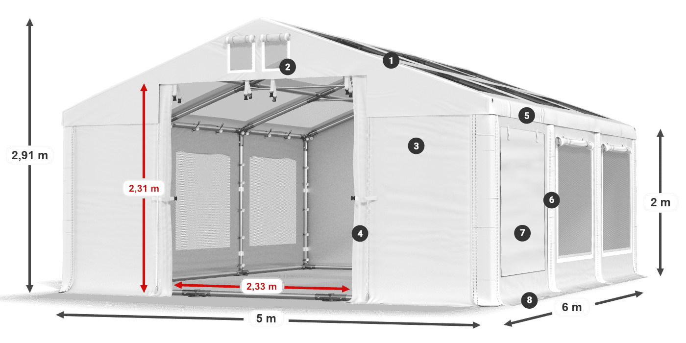 Streha: MS T 580 PVC Stene: SDM 500 PVC 2 m legenda