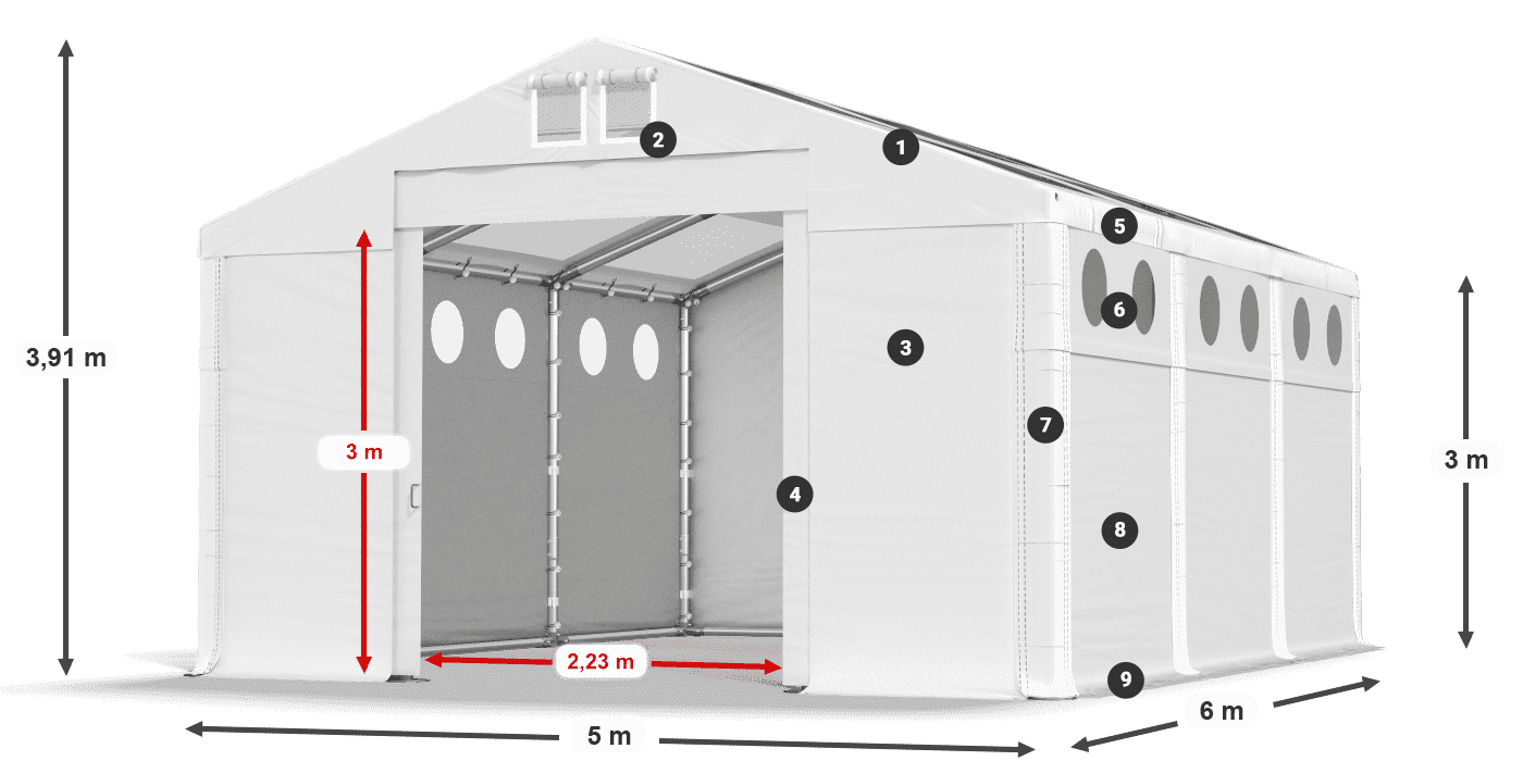 Streha: MS T 580 PVC Stene: FR O 620 PVC 3 m legenda
