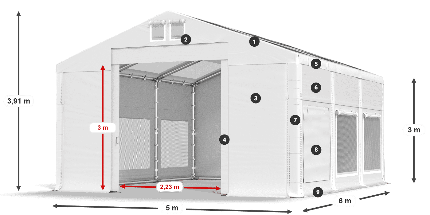 Streha: MS T 580 PVC Stene: SD M 500 PVC 3 m legenda