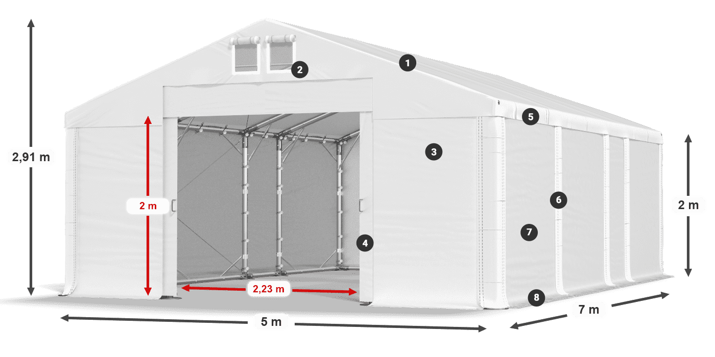 Streha: FR 620 PVC Stene: SD 580 PVC 2 m legenda