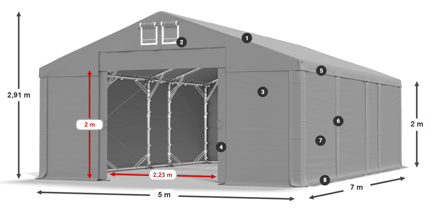Streha: FR 620 PVC Stene: SD 500 PVC 2 m legenda