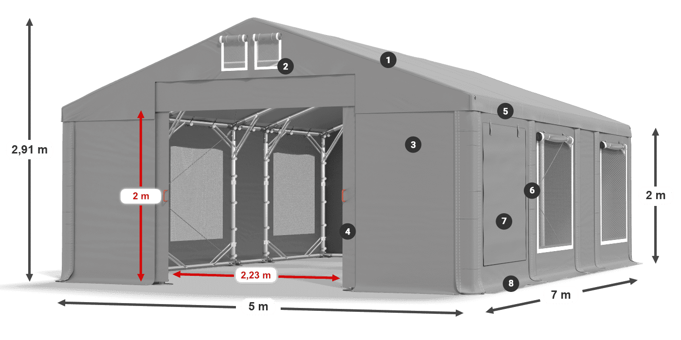 Streha: FR 620 PVC Stene: SD 500 PVC 2 m legenda