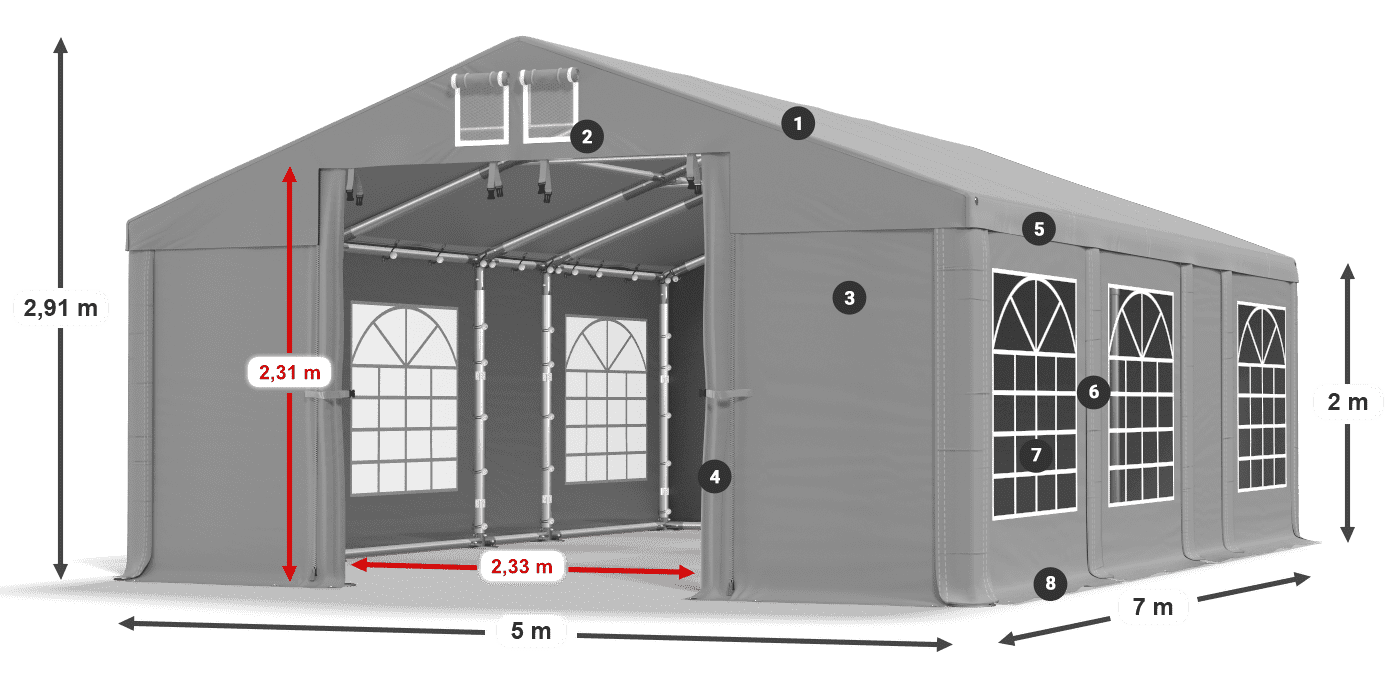 Streha: FR 620 PVC Stene: SD 500 PVC 2 m legenda