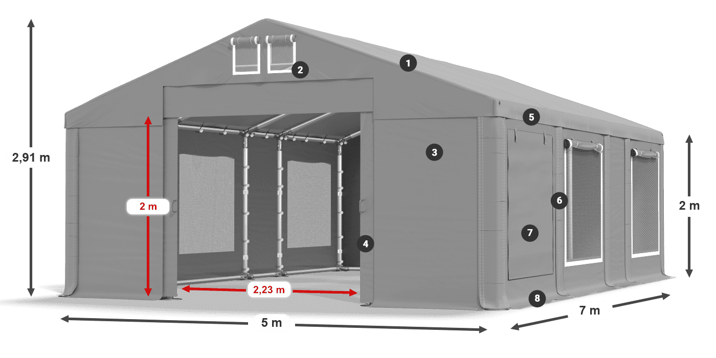 Streha: FR 620 PVC Stene: SD 500 PVC 2 m legenda