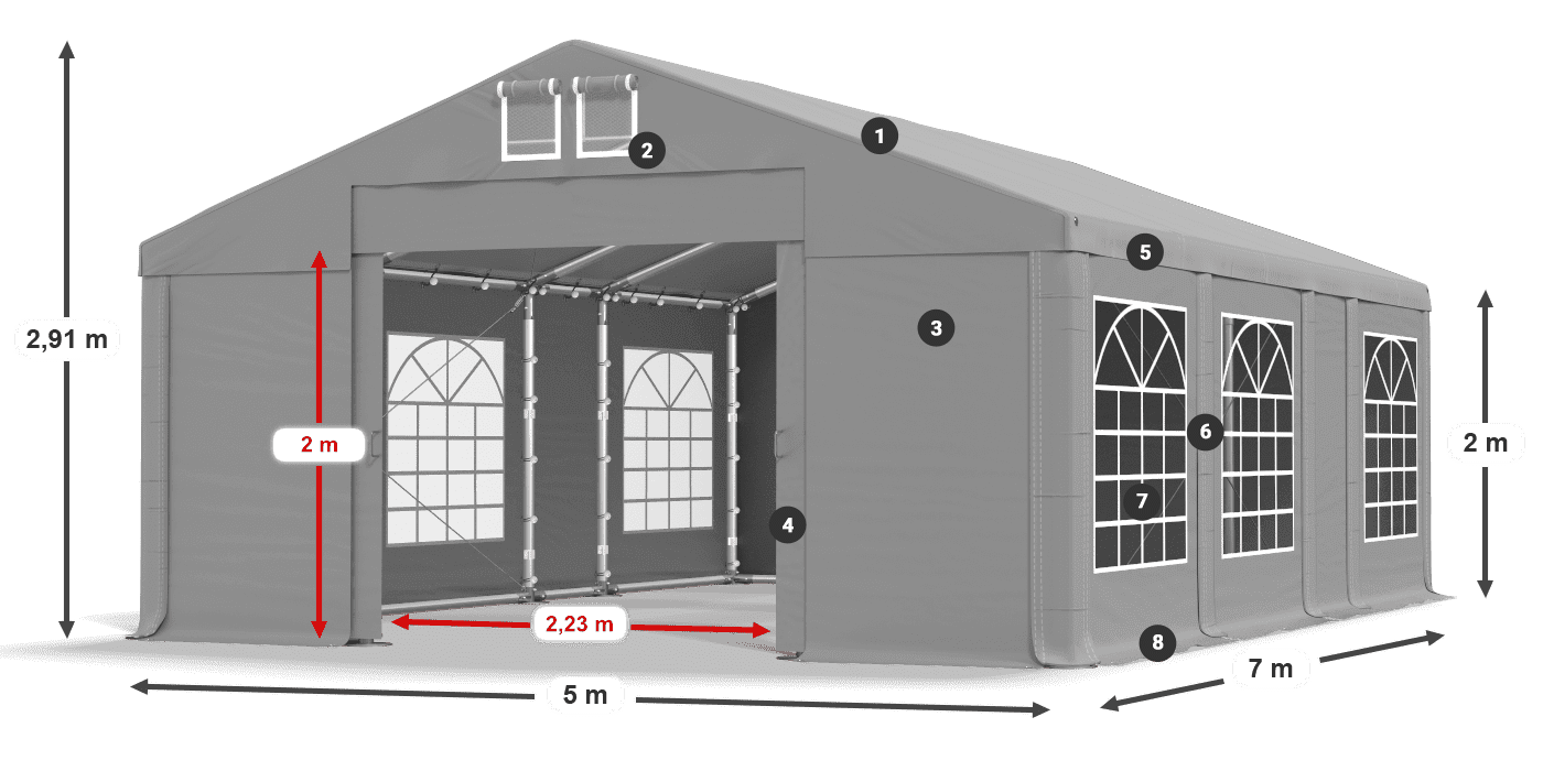 Streha: FR 620 PVC Stene: SD 500 PVC 2 m legenda