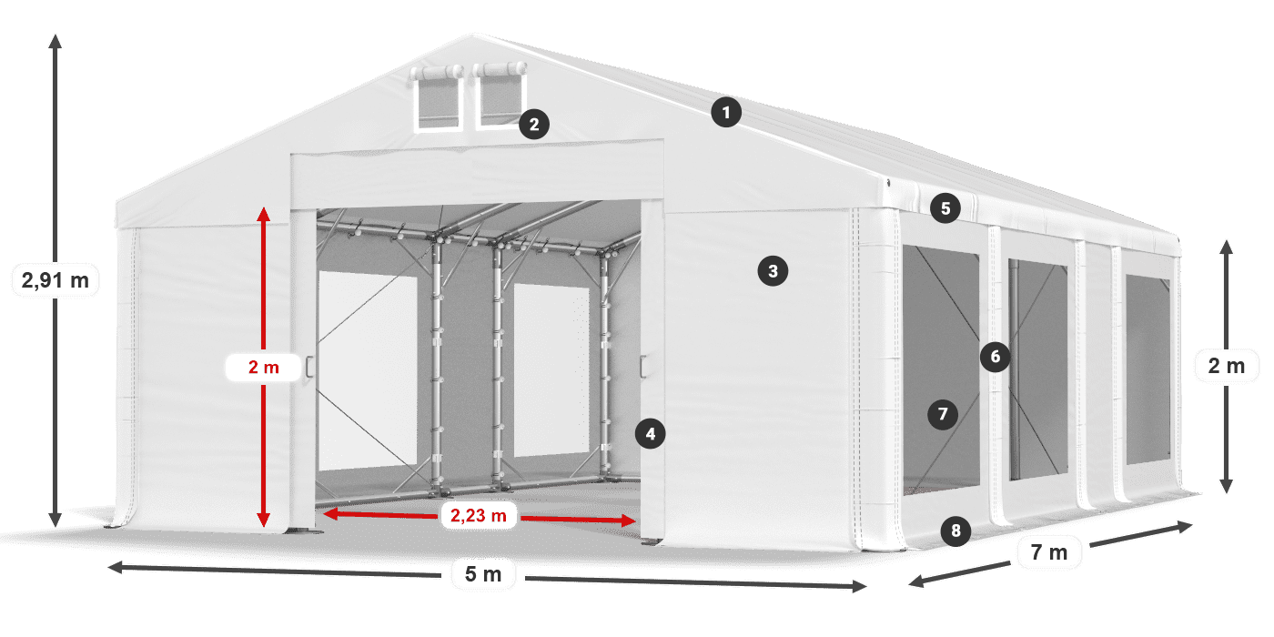 Streha: MS 580 PVC Stene: MS 580 PVC 2 m legenda