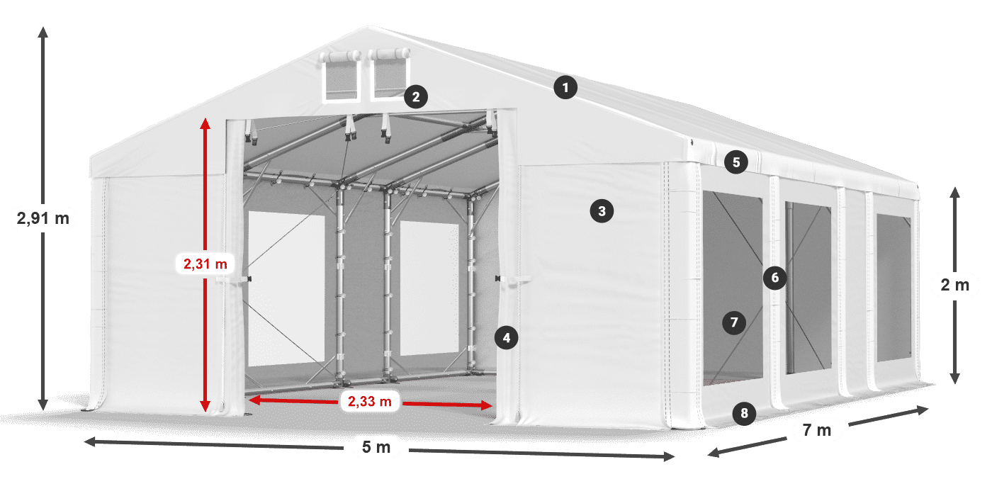 Streha: MS 580 PVC Stene: MS 580 PVC 2 m legenda