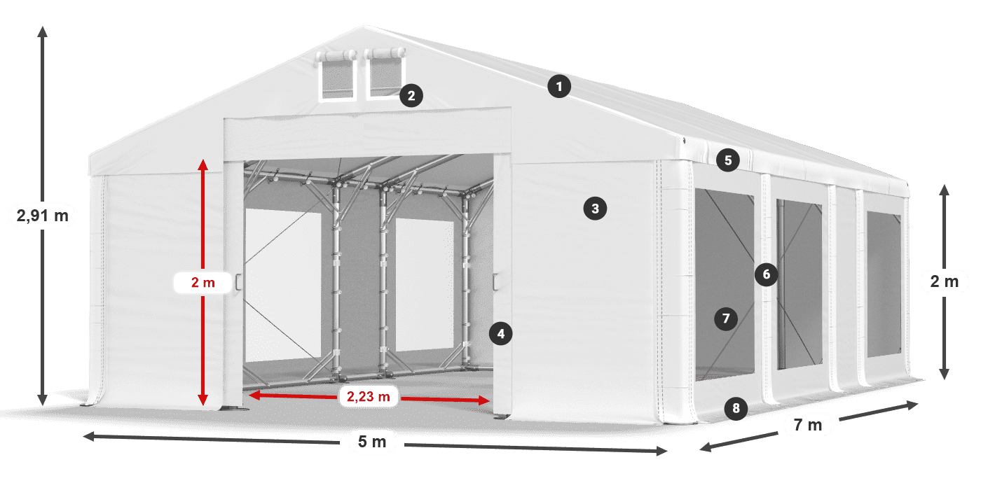 Streha: MS 580 PVC Stene: MS 580 PVC 2 m legenda