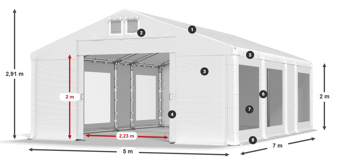 Streha: MS 580 PVC Stene: MS 580 PVC 2 m legenda