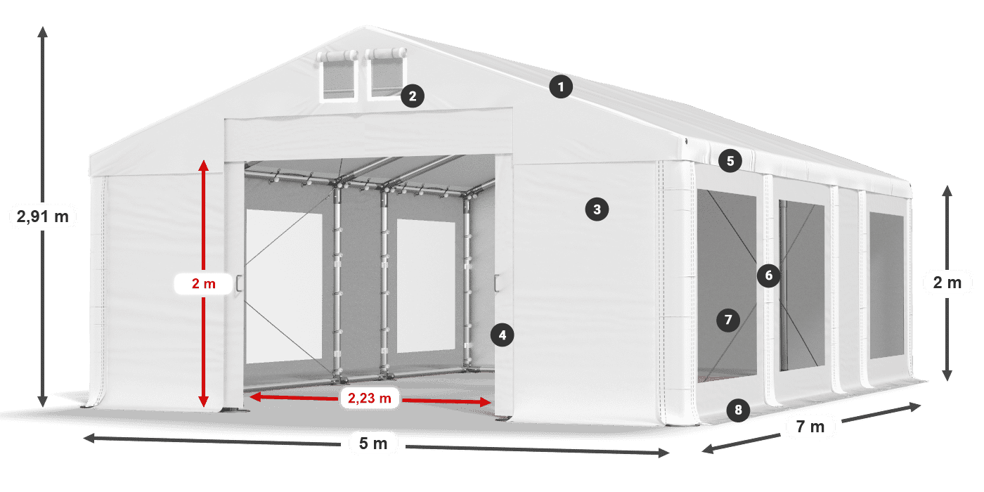 Streha: MS 580 PVC Stene: MS 580 PVC 2 m legenda
