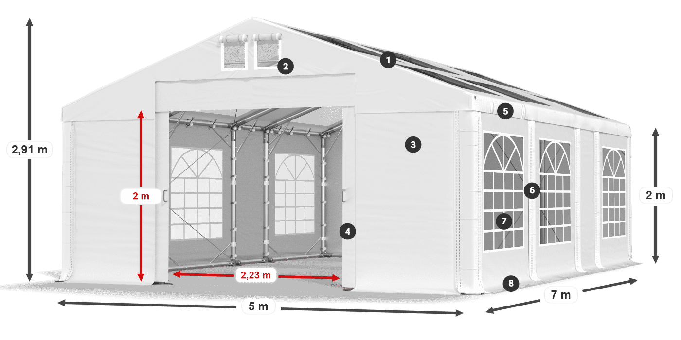 Streha: MS 580 PVC Stene: SD 500 PVC 2 m legenda