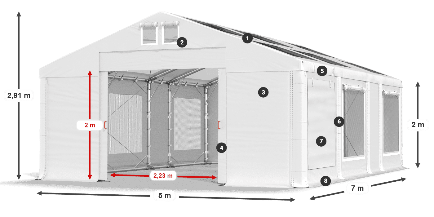 Streha: MS T 580 PVC Stene: SDM 500 PVC 2 m legenda