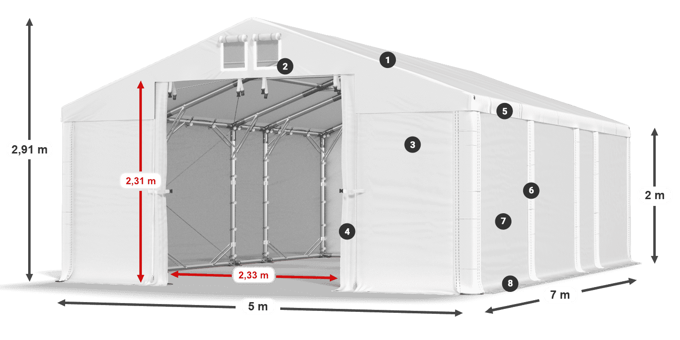 Streha: MS 580 PVC Stene: SD 500 PVC 2 m legenda
