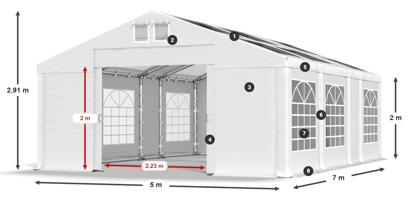 Streha: MS 580 PVC Stene: SD 500 PVC 2 m legenda