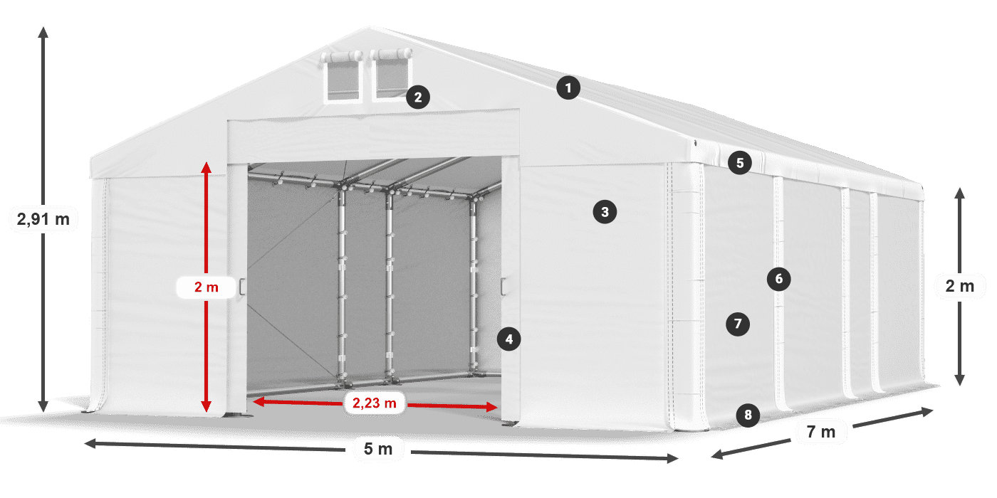 Streha: MS 580 PVC Stene: SD 500 PVC 2 m legenda