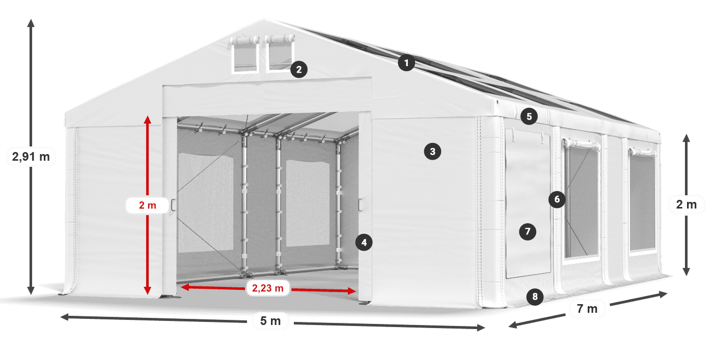 Streha: MS T 580 PVC Stene: SDM 500 PVC 2 m legenda