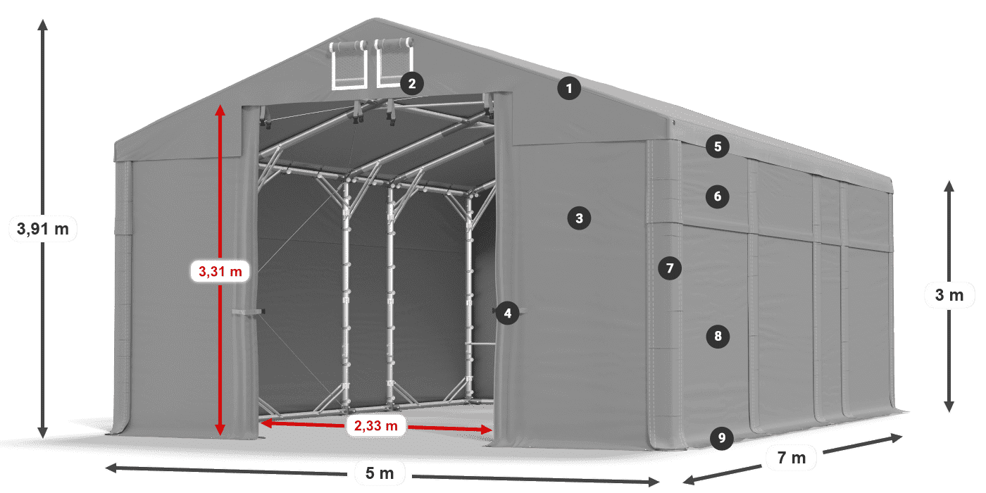 Streha: FR 620 PVC Stene: MS 580 PVC 3 m legenda