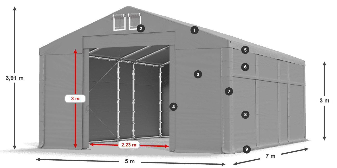 Streha: MS 580 PVC Stene: FR 620 PVC 3 m legenda