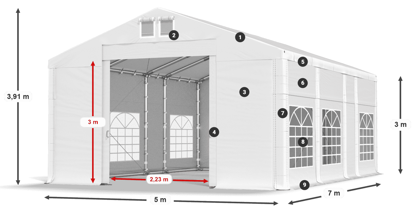 Streha: MS 580 PVC Stene: FR 620 PVC 3 m legenda