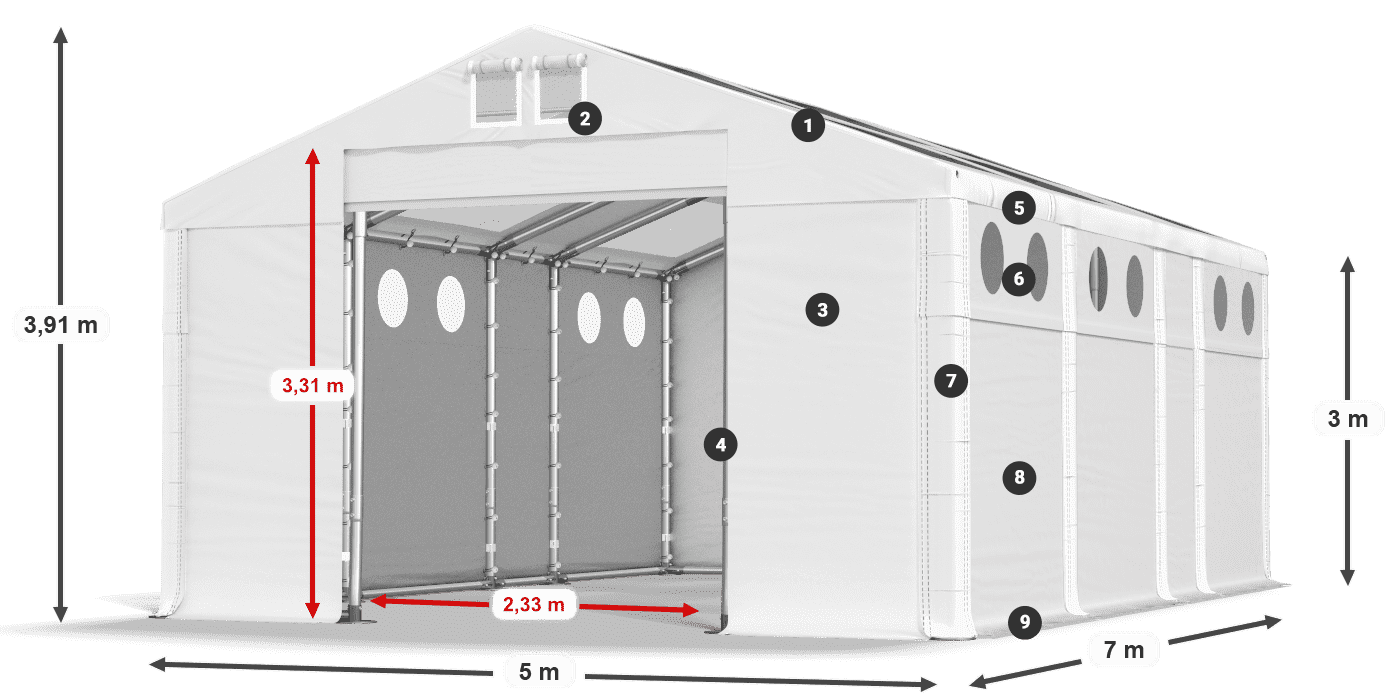 Streha: MS T 580 PVC Stene: SD O 500 PVC 3 m legenda