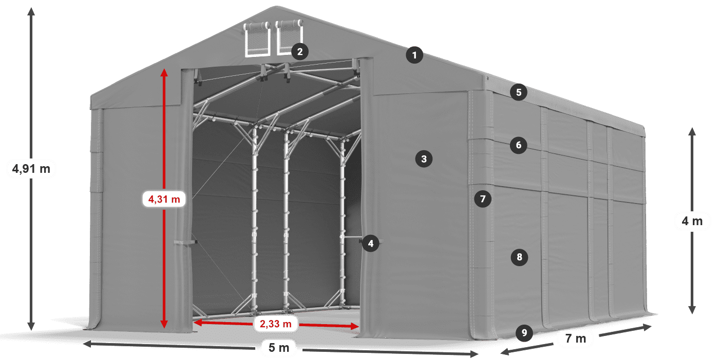 Streha: FR 620 PVC Stene: SD 500 PVC 4 m legenda