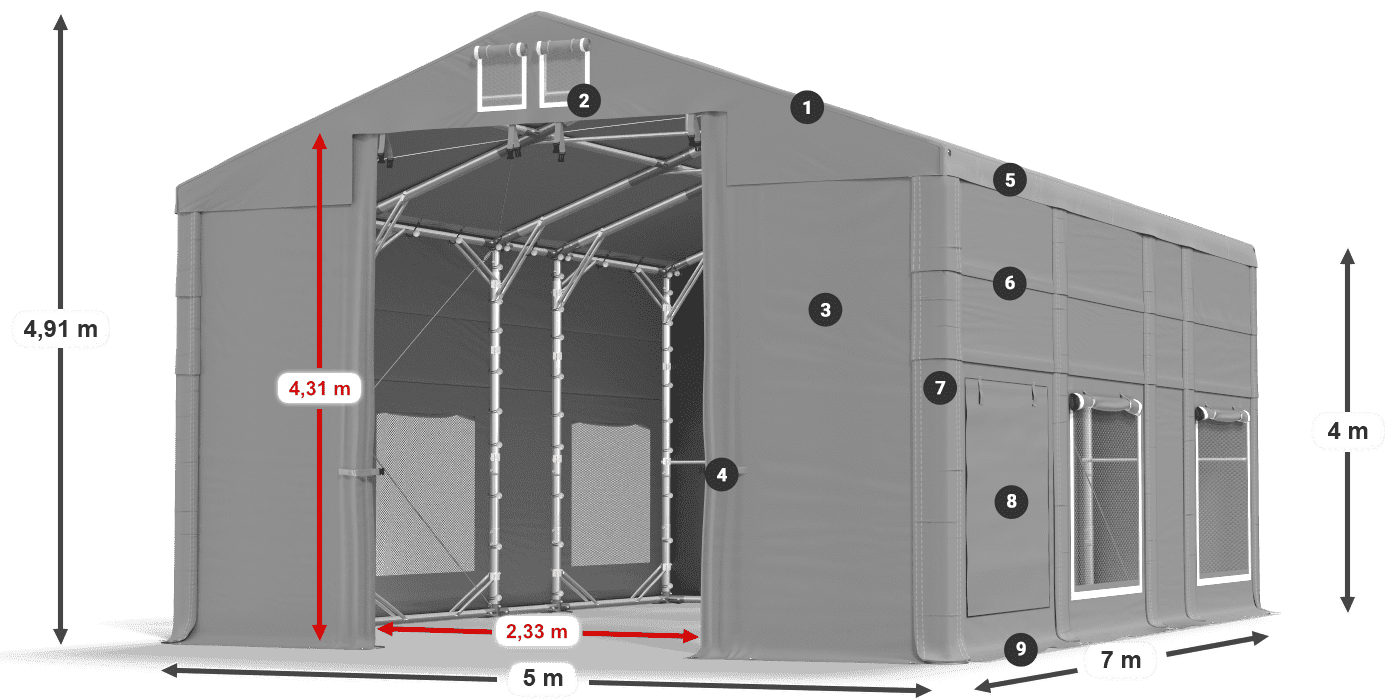 Streha: FR 620 PVC Stene: SD 500 PVC 4 m legenda