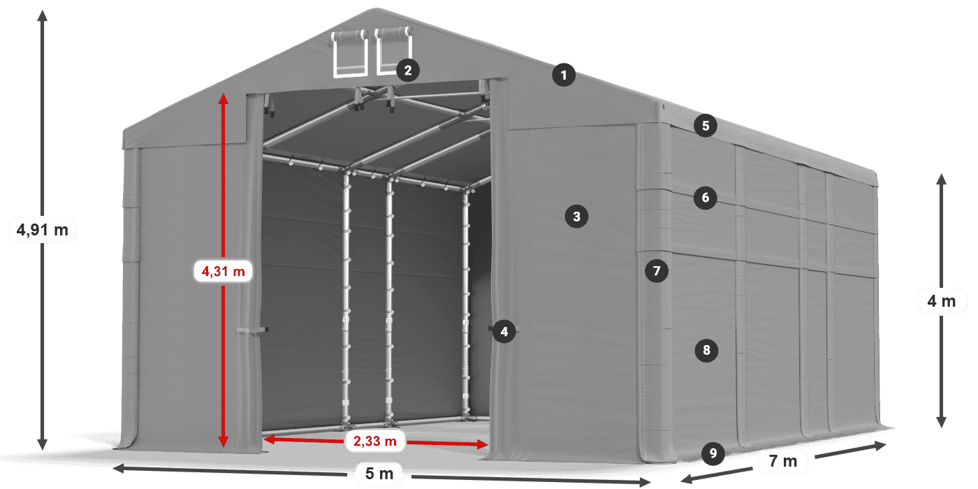 Streha: FR 620 PVC Stene: SD 500 PVC 4 m legenda