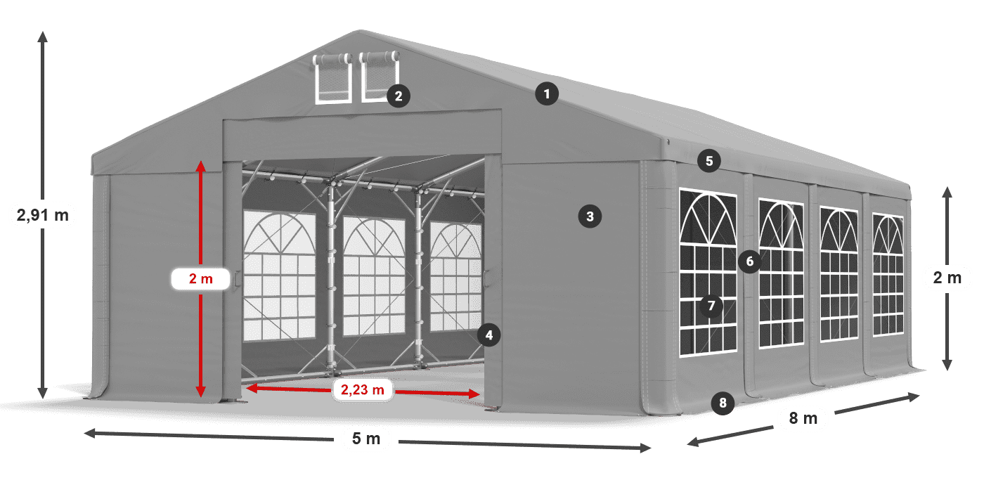 Streha: FR 620 PVC Stene: SD 500 PVC 2 m legenda
